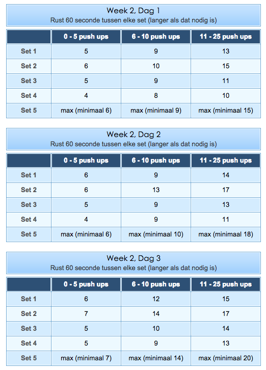 Opdruk schema week 2